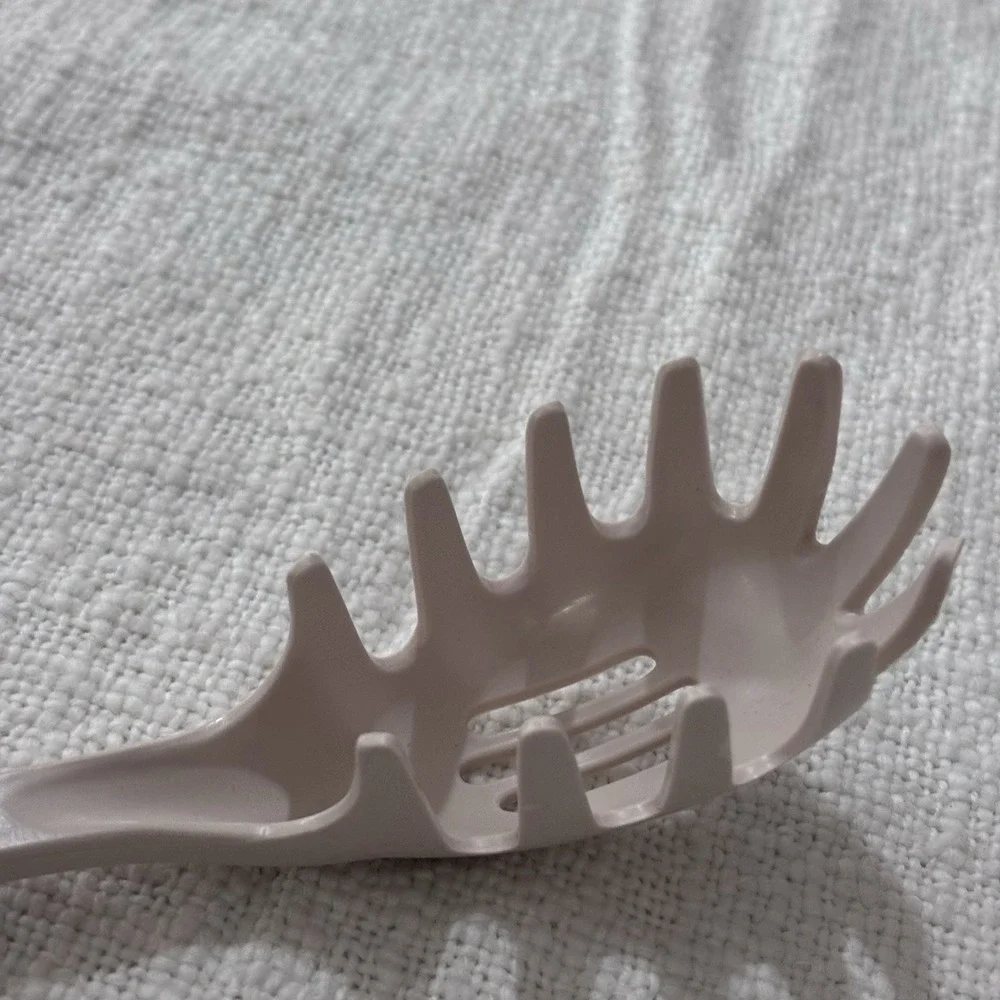 Ekco Slotted Pasta Spoon Vintage Dishwasher Safe USA Almond Serving Utensil Food